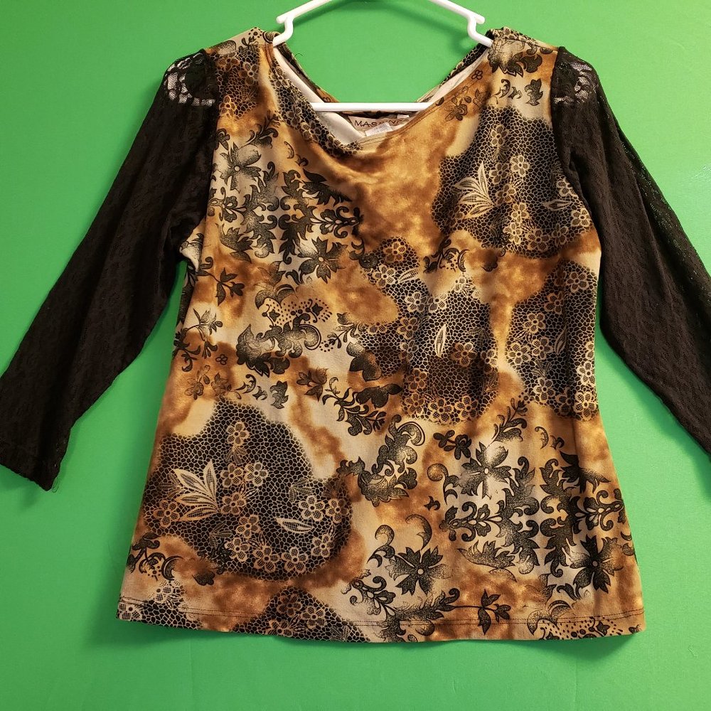 Massini Black & Brown print top